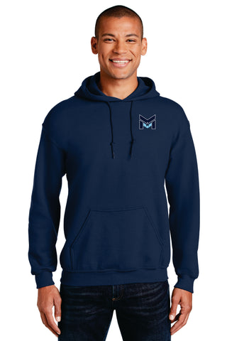 Navy & White Unisex Hooded Sweatshirt M logo