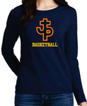 100% Cotton Lady's Long Sleeve Tees Navy & White