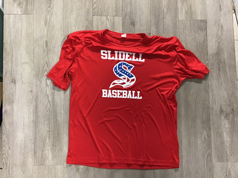 Slidell Baseball Red 100% Poly Tee