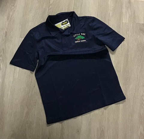 Little Oak Middle Navy 100% Poly Wicking Polo